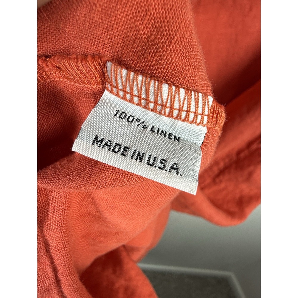 Bryn Walker 100% Linen Dress Small Orange Cowl Neck Lagenlook Oversized - Picture 5 of 5